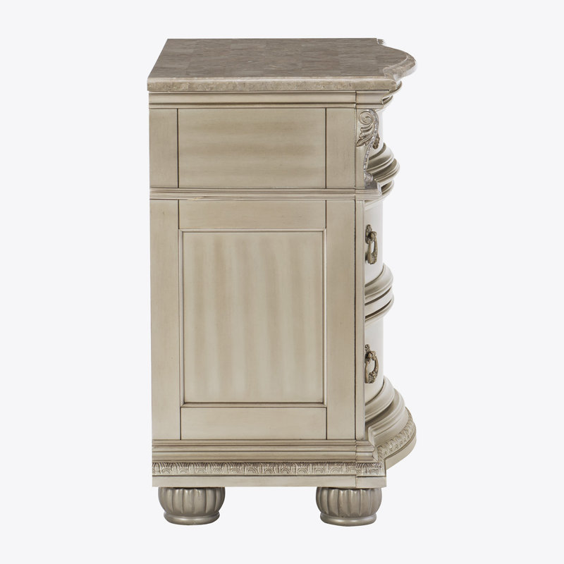Rosdorf Park Khason Nightstand With Genuine Marble Top,3 Rosdorf Park Khason Nightstand With Genuine Marble Top,3